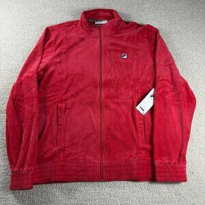 FILA Velour Full Zip Y2K Track Jacket Red Men’s Size XXL
